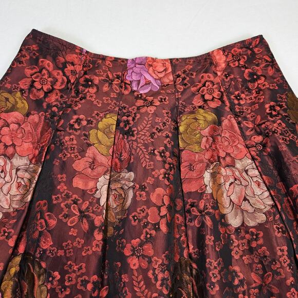 Teri Jon Rickie Freeman Jacquard Skirt Taffeta Floral Formal Midi Full Red 12 - Picture 8 of 16
